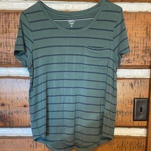 Market & Spruce Olive Striped Short Sleeve Top